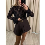 Bluzka Transparentna w kwiaty, czarna