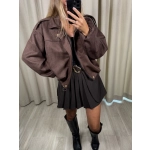 Kurtka bomberka, EcoZamszyk, czekoladowa