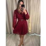 Koronkowa sukienka, bordowa