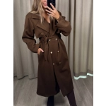 Płaszcz w jodełkę, czekoladowy