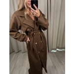 Płaszcz w jodełkę, czekoladowy