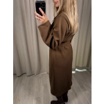 Płaszcz w jodełkę, czekoladowy