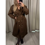 Płaszcz w jodełkę, czekoladowy