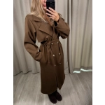 Płaszcz w jodełkę, czekoladowy