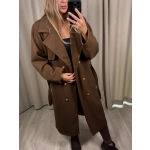 Płaszcz w jodełkę, czekoladowy