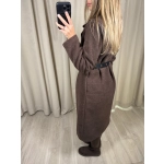 Płaszcz z paskiem, czekoladowy