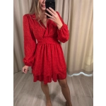 Sukienka z kopertowym dekoltem, czerwona