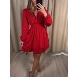 Sukienka z kopertowym dekoltem, czerwona