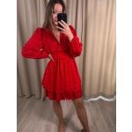 Sukienka z kopertowym dekoltem, czerwona