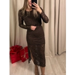 Sukienka koronkowa z podszewką II, czekoladowa