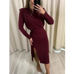 Sukienka z marszczeniem, burgundowa