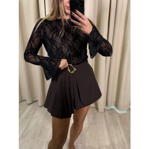 Bluzka Transparentna w kwiaty, czarna