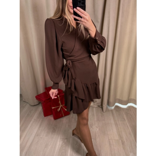 Sukienka kopertowa Celeste, czekoladowa