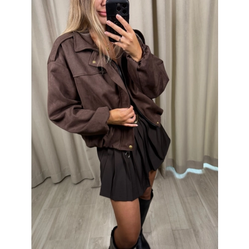 Kurtka bomberka, EcoZamszyk, czekoladowa