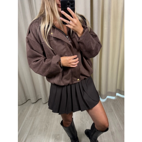 Kurtka bomberka, EcoZamszyk, czekoladowa