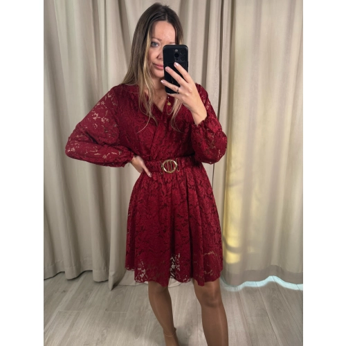 Koronkowa sukienka, bordowa