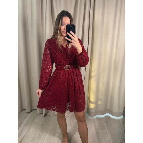 Koronkowa sukienka, bordowa
