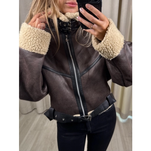 Kurtka Kożuch, czekoladowy