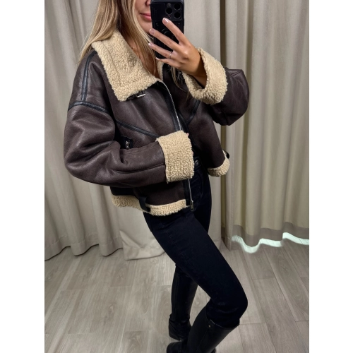 Kurtka Kożuch, czekoladowy