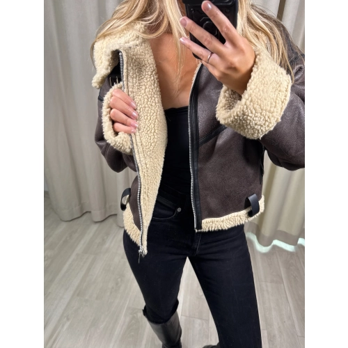 Kurtka Kożuch, czekoladowy