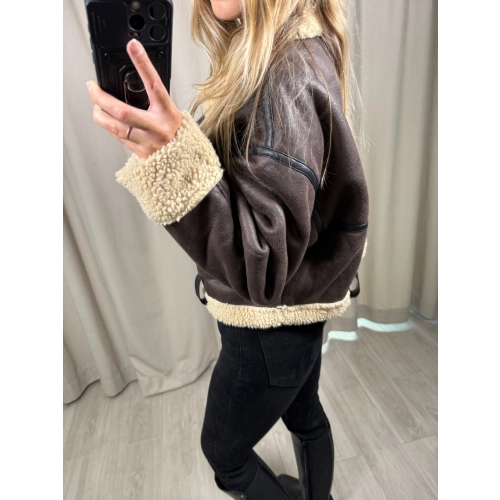 Kurtka Kożuch, czekoladowy