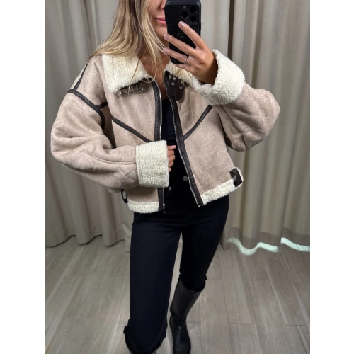 Kurtka Kożuch, śmietankowy