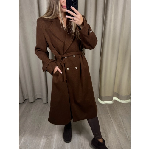 Płaszcz w jodełkę II, czekoladowy