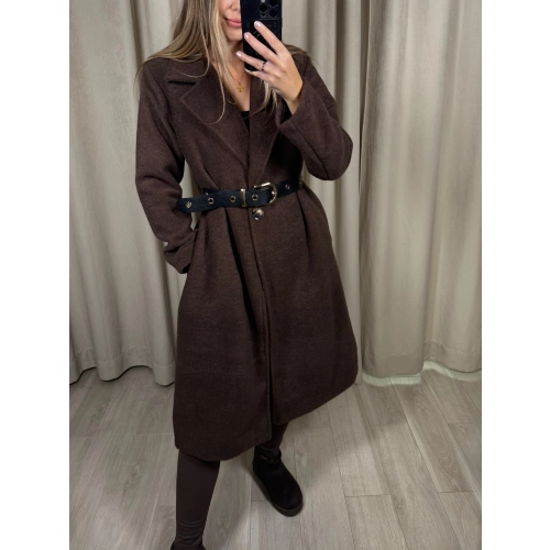 Płaszcz z paskiem, czekoladowy