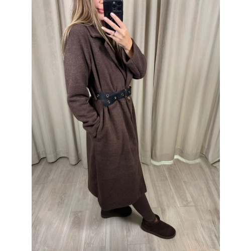 Płaszcz z paskiem, czekoladowy