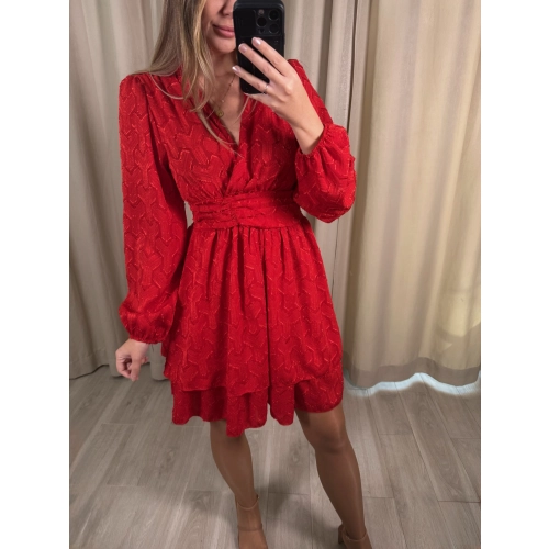 Sukienka z kopertowym dekoltem, czerwona