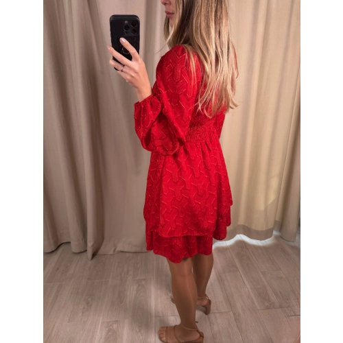 Sukienka z kopertowym dekoltem, czerwona