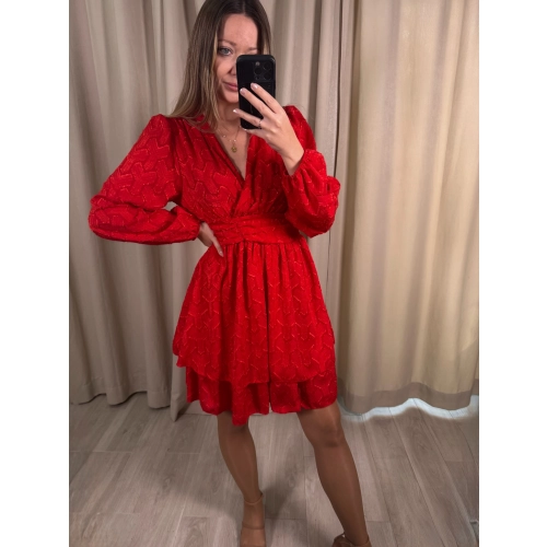 Sukienka z kopertowym dekoltem, czerwona