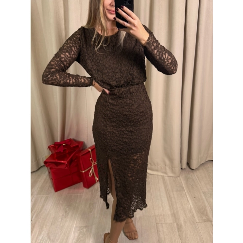 Sukienka koronkowa z podszewką II, czekoladowa