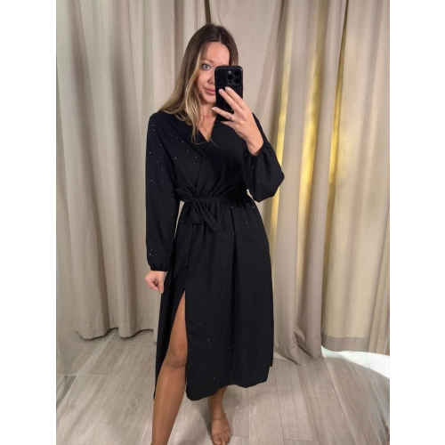 Sukienka MIDI z drobinkami, czarna