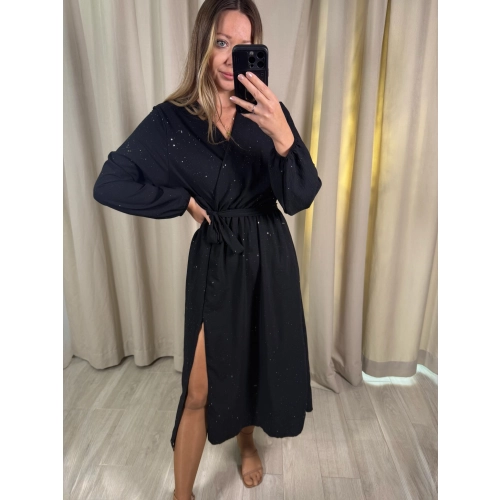 Sukienka MIDI z drobinkami, czarna