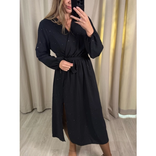 Sukienka MIDI z drobinkami, czarna