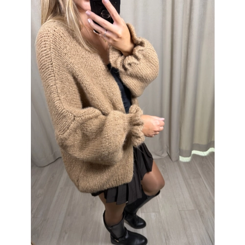 Sweter Kardigan, camelowy