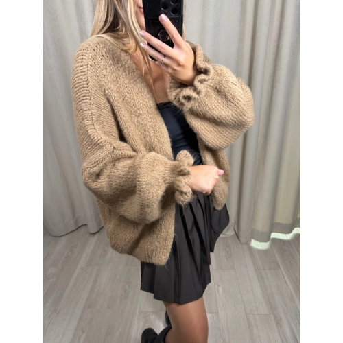 Sweter Kardigan, camelowy