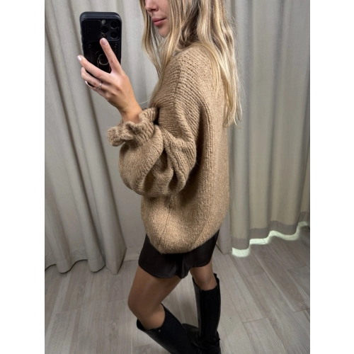 Sweter Kardigan, camelowy